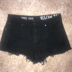 Volcano Distressed High Waisted Denim Shorts